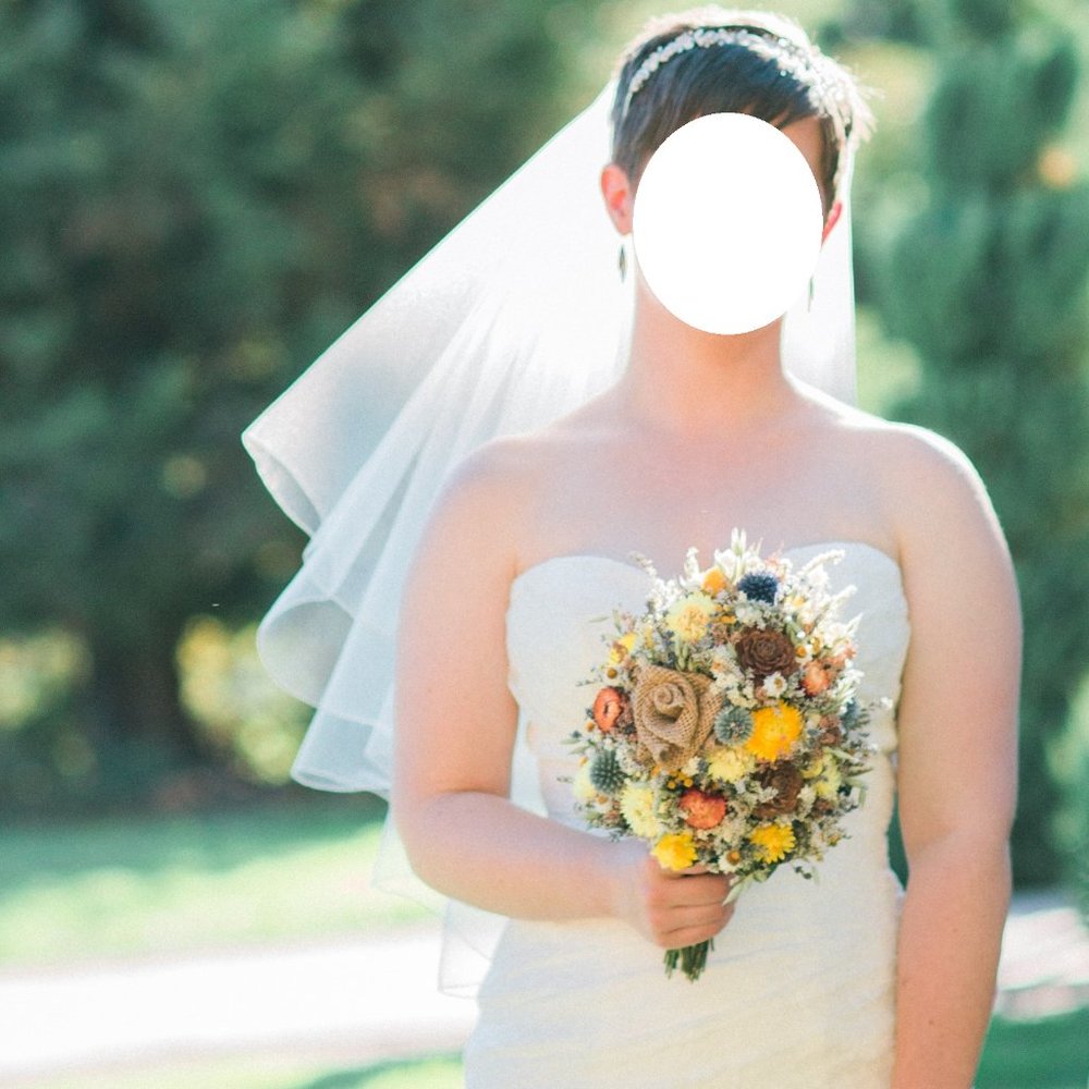 Embellished Blusher 2-layer Veil Waist Hip Length